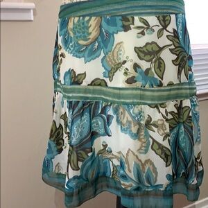 sheer floral mini skirt green turquoise My Michelle